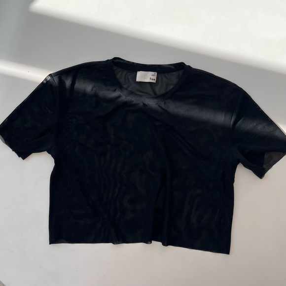 SOLD - Aritzia Wilfred Free Black Mesh Crop Top Size XS - Picture 2 of 5